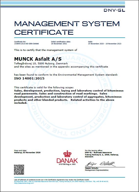 ISO 14001:2015 - Munck Asfalt